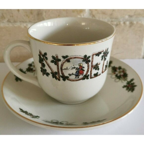 Wood & Sons 'Noel' Cup and Saucer Christmas Dinnerware Table Setting Holidays - Picture 1 of 6